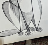 Pair of Brazilian Style Prints of a Cat and Baby, Signed