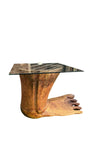 Wooden Foot Table Base With Glass Top