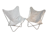 Pair of Metal Butterfly Chairs With Gray Seats
