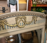 Large Vintage Table Mirror With Blue and Gold Accents