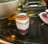 Miniature Vintage Asian Style Vase With Woman and Fan Design