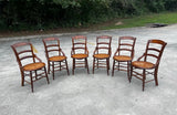 Antique Victorian Walnut Caned Dining Chairs- Set of 6