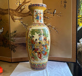 Large Vintage Asian Style Hand Painted Satsuma Orange Vase