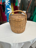 Handmade Vintage Large Wicker Basket With Matching Lid
