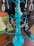 Bright Blue Multi-Light and Crystal Table Lamp
