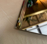 Mirrored Glass Decorative Tray With Lucite Handles and Brass Accents