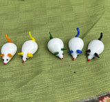 Collection of Rainbow Glass Blown Mice Figurines- Set of 6
