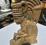 Wooden Detailed Aztec Vintage Sculpture