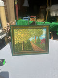 Framed Foliage and Path Landscape Painting, Signed by the Artist
