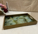 Geode Agate Gold Decorative Tray