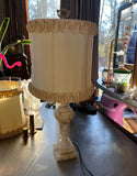 Vintage Detailed White Marble Table Lamp With Lampshade