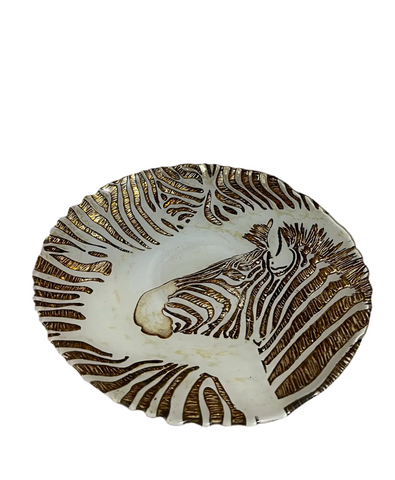 Large Zebra Platter With Gold Accents