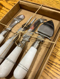 Kitchen Serving Utensils With White Ceramic Handles in Decorative Packaging