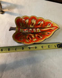 Mid Century Ceramic Orange Leaf Ashtray