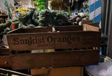 Large Vintage Wooden Sunkist Bottle Barrel and Bottles