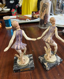 Pair of Ceramic Italian Ballerina Figurines With Marble Bases