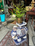 Blue and White Chinoiserie Elephant Plant Stand