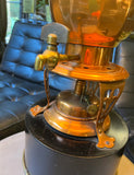 Large Copper Lamp With Stand, Hot Water Kettle Design With Detailed Stitched Shade