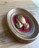 Small Gold and Red Praying Hands Decorative Wall Hanging