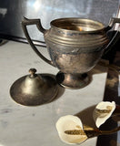 Small Silver Trophy Style Catchall With Matching Lid