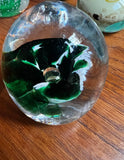 Collection of Green Glass Vintage Paperweights- Set of 4