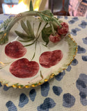 Vintage Ceramic Italian Cherry Dish With Handle and Gold Rim