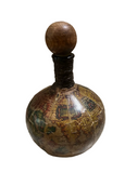 Vintage Wooden Italian Decanter With Paper Mache Accents
