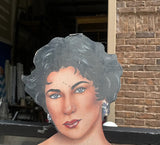 Oversized Wooden Painted Cutout of Elizabeth Taylor