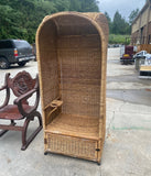 Large Vintage Wicker Porter Chair With Compartment