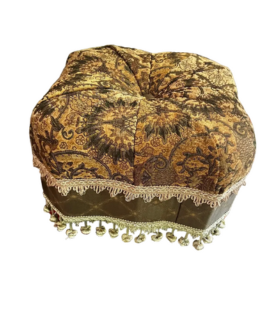 Vintage Tufted Ottoman With Tassels
