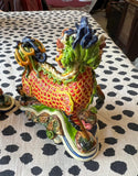 Pair of Small Asian Colorful Ceramic Foo Dog Decorative Pieces