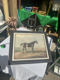 Framed Black Horse on Mountain Top Print on Canvas, Signed by the Artist