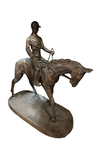 Large Bronze Riding Sculpture on Horse