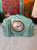 Art Deco Teal Ceramic Detailed Table Clock