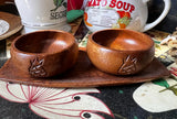 Pair of Hand Carved Bowls and Tray With Pineapple Accents- Set of 3