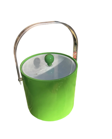 Lime Green Hard Plastic Ice Bucket With Matching Lid