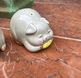 Pair of Ceramic Pigs With Corn Salt and Pepper Shakers