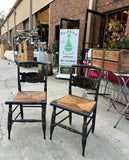 Pair of Black Wooden Italian Rush Chairs