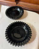 Pair of Black Hobnail Milk Glass Ashtrays