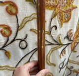 Wooden Cane With Brass Elephant Handle and Flower Accents