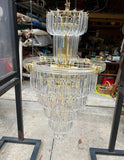 Large Wedding Lucite and Brass Chandelier