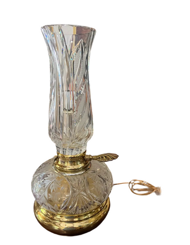 Crystal and Gold Table Lamp, Oil Lamp Style