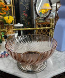 Pink Depression Glass Bowl With Footed Silver Base