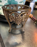 Vintage Brass Egg/Crystal Holder With Grape and Leaf Accents
