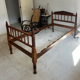 Antique American Walnut Jenny Lind Style Federal Spool Twin Size Bedframe