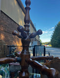 1970s Tall Vintage Hand Carved Wooden Coat Rack