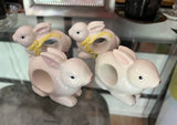 Collection of Ceramic Bunny Easter Style Napkin Rings- Set of 4