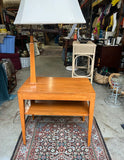 Mid Century Wooden Table With Lamp
