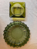 Pair of Green Glass Ashtrays