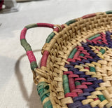 Large Wicker Colorful Woven Spanish Style Decorative Tray